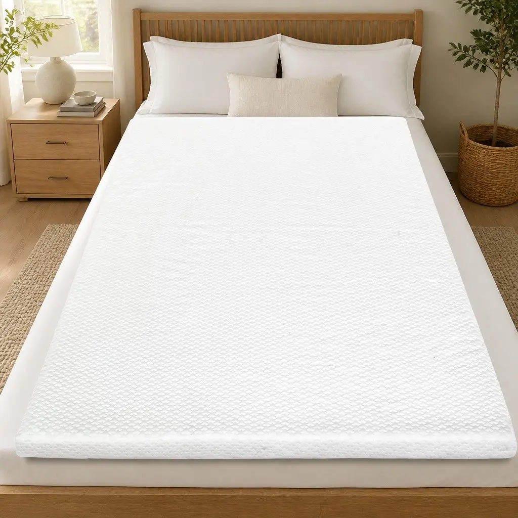 Gel Memory Foam Mattress Topper Ergonomic Support 8CM Double Bed White
