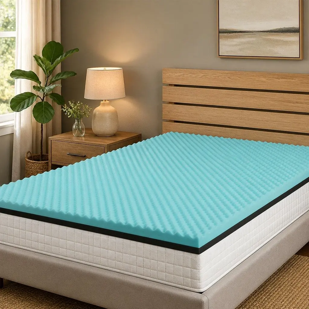 Gel Memory Foam Mattress Topper Ergonomic Support 8CM Double Bed White