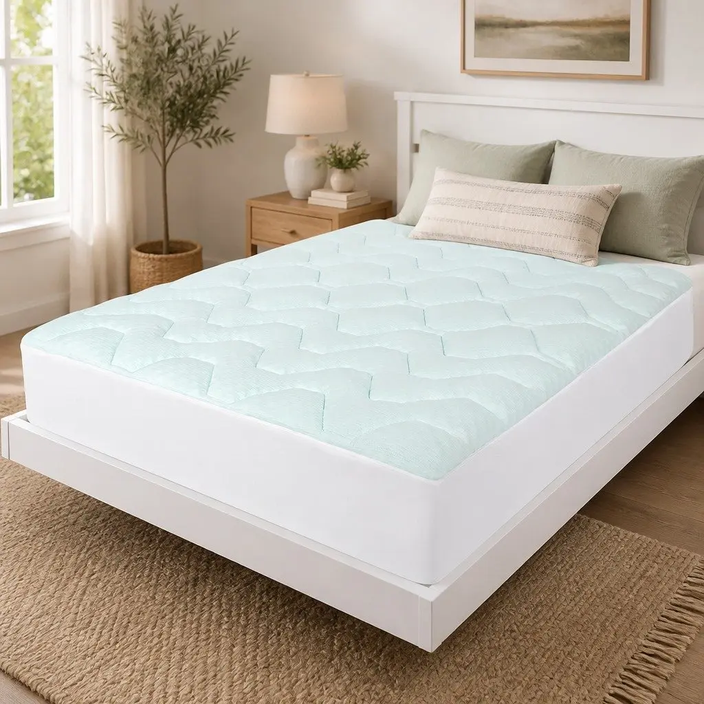 Double Mattress Topper Memory Foam Pillowtop Protector Cooling Bamboo Cover