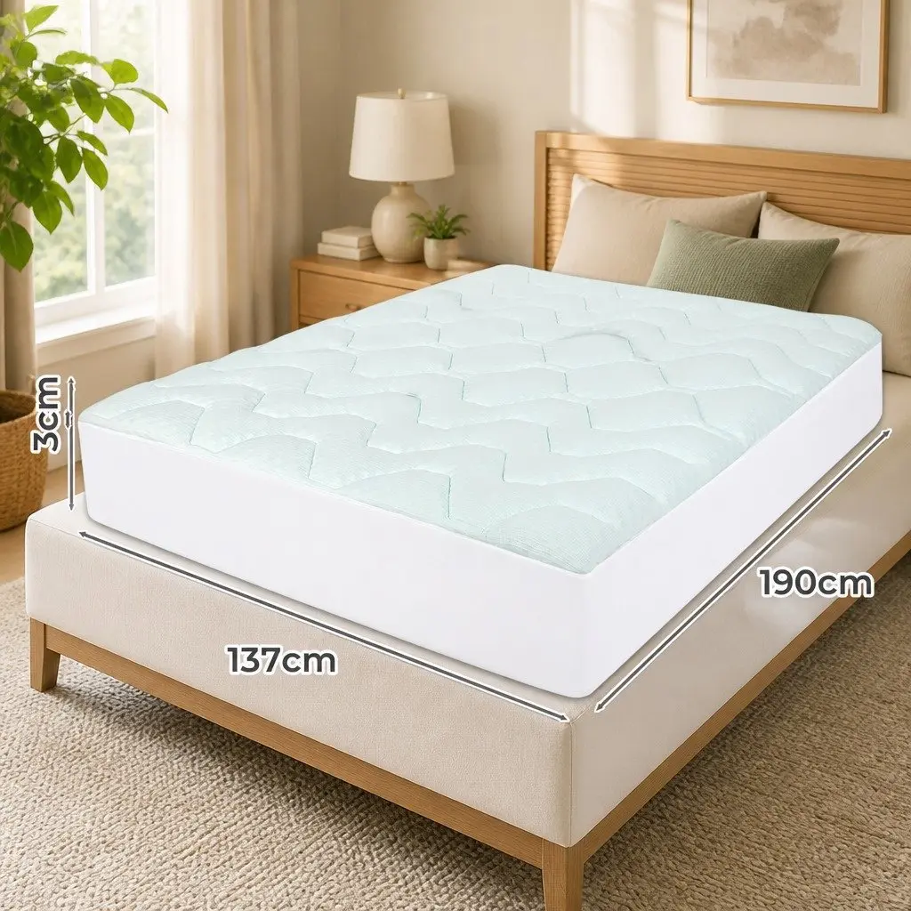 Double Mattress Topper Memory Foam Pillowtop Protector Cooling Bamboo Cover