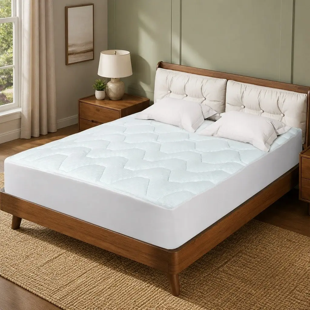 Double Mattress Topper Memory Foam Pillowtop Protector Cooling Bamboo Cover
