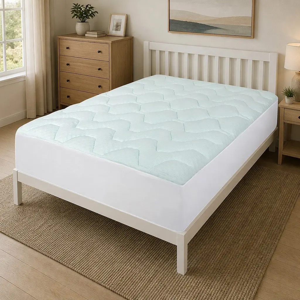 Double Mattress Topper Memory Foam Pillowtop Protector Cooling Bamboo Cover