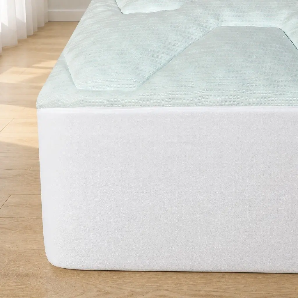 King Mattress Topper Memory Foam Cooling Pressure Relief 203cm x 183cm White and Blue