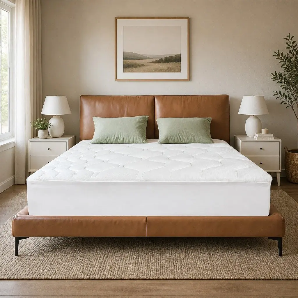 King Mattress Topper Memory Foam Cooling Pressure Relief 203cm x 183cm White and Blue