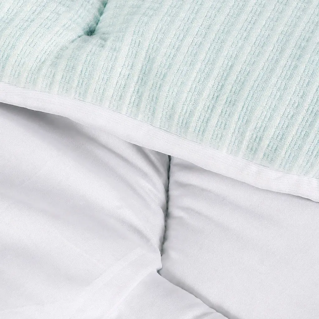 Single Mattress Topper Memory Foam Pillowtop Protector Breathable Bamboo 91cm x 190cm White and Blue