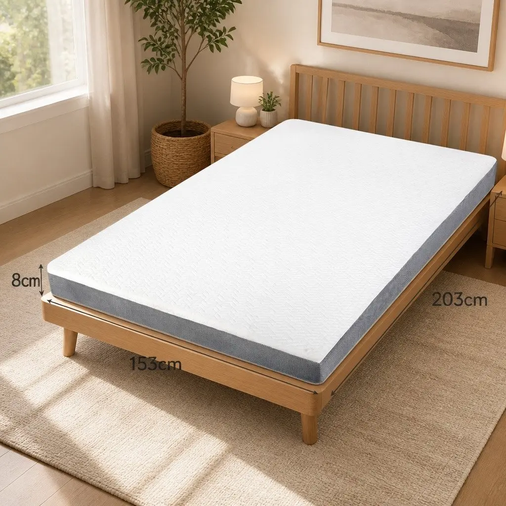Memory Foam Mattress Topper Dual Layer Queen Size All Season White and Grey