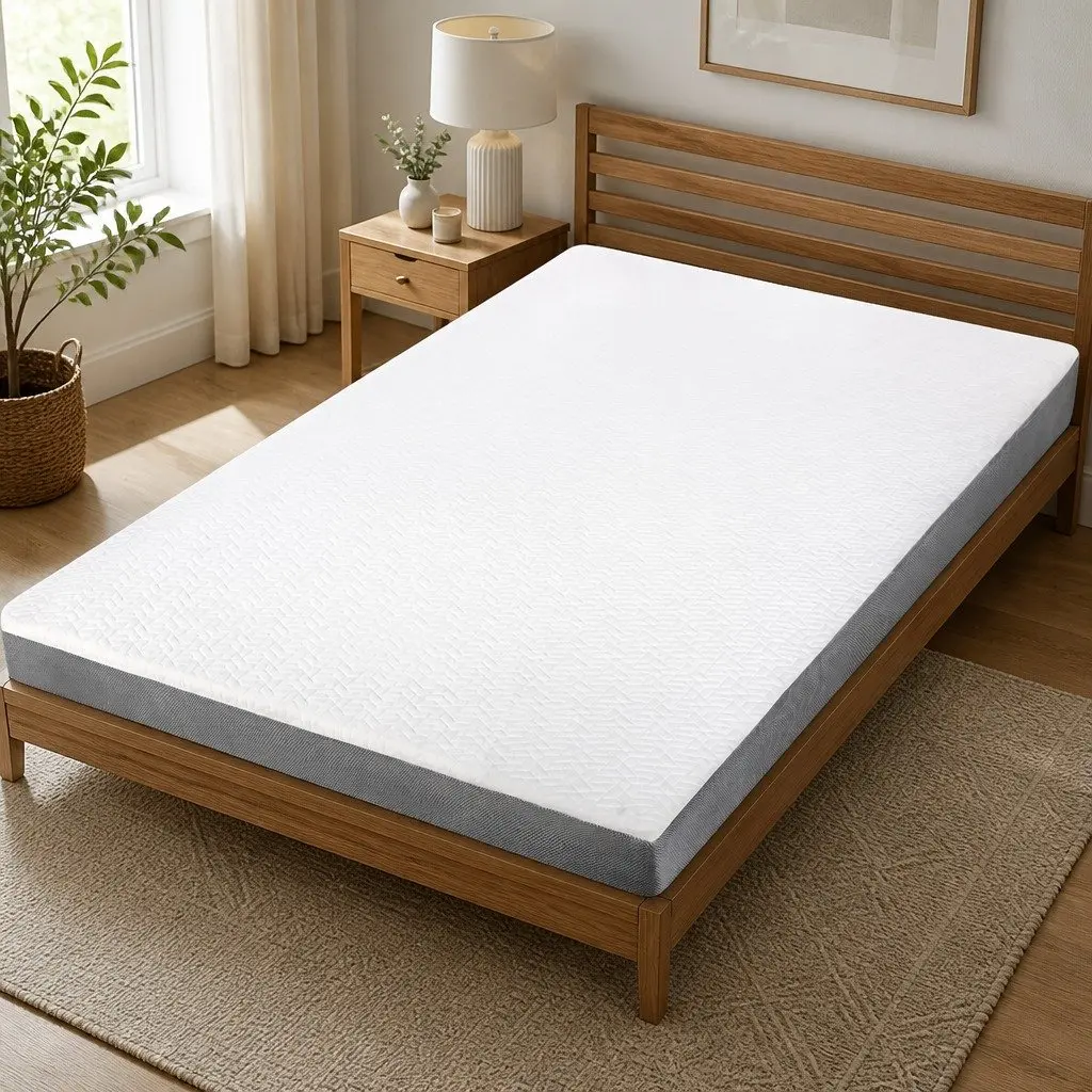 Memory Foam Mattress Topper Dual Layer Queen Size All Season White and Grey