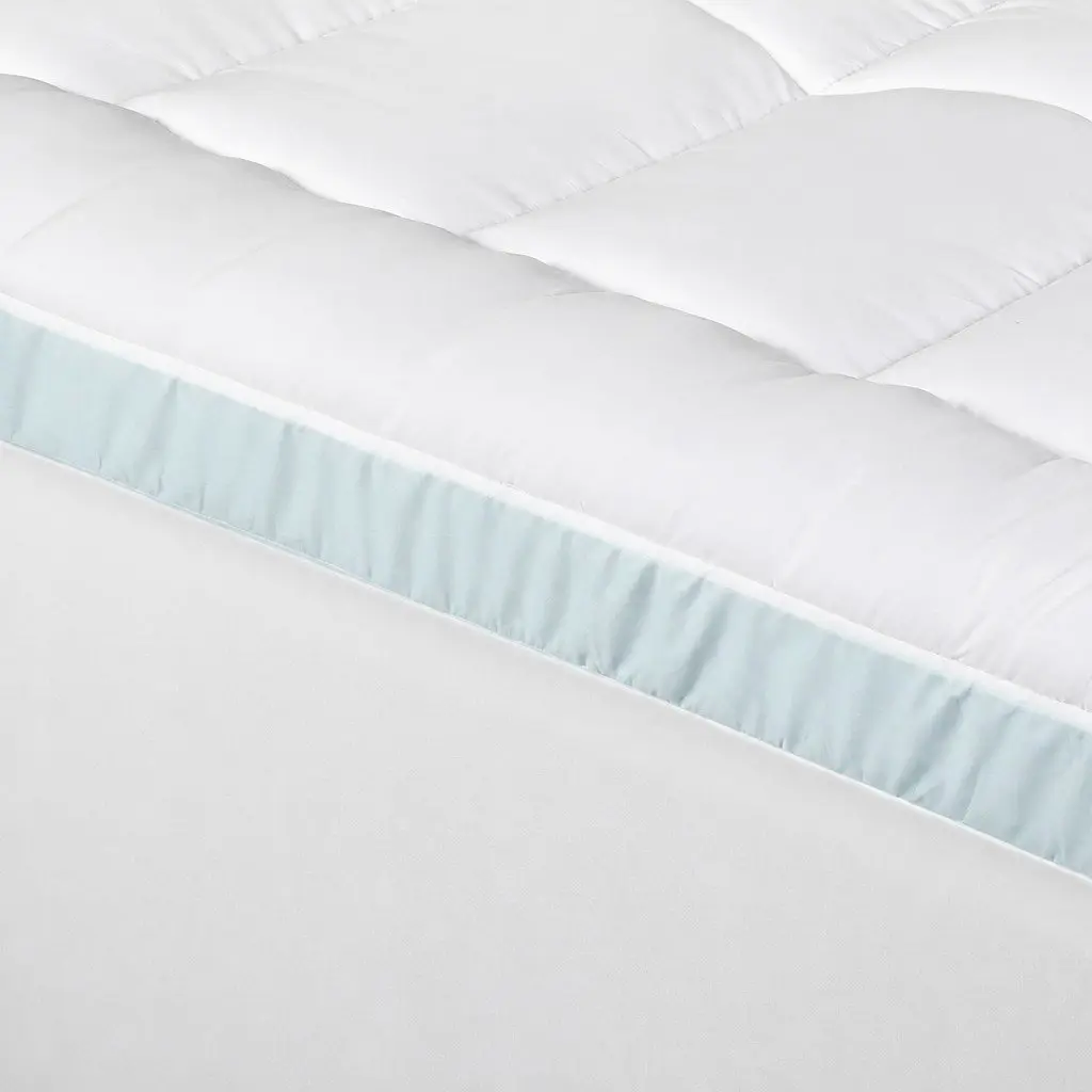 Gel Memory Foam Mattress Topper Pressure Relief 8cm Double Size White and Blue