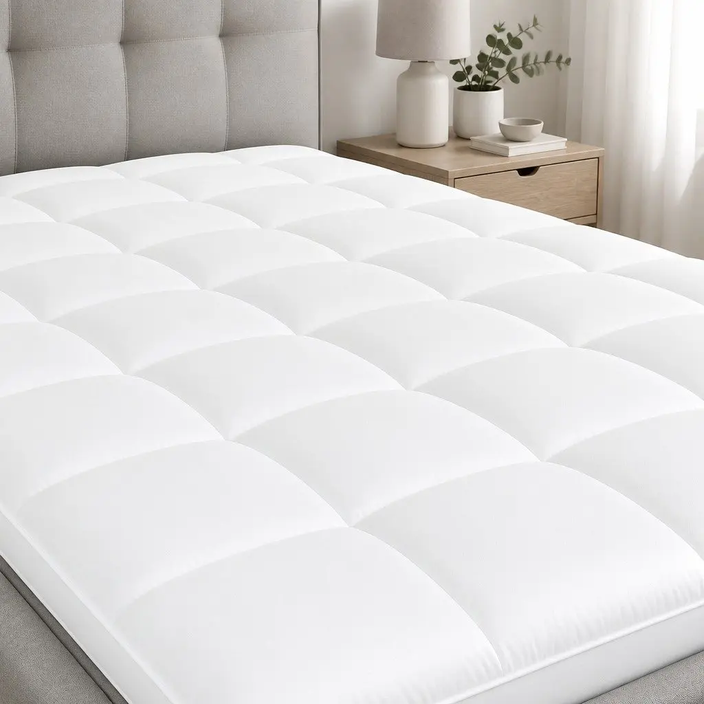 Gel Memory Foam Mattress Topper Pressure Relief 8cm Double Size White and Blue