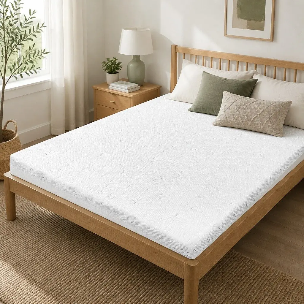 Memory Foam Mattress Topper Double Bed Cooling Gel Bamboo Charcoal 190cm L x 137cm W x 5cm H White