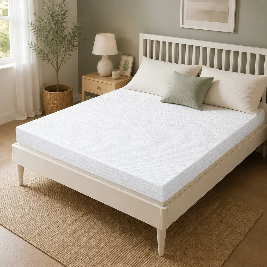 Memory Foam Mattress Topper 10cm Dual-Layer Gel Bamboo Charcoal White