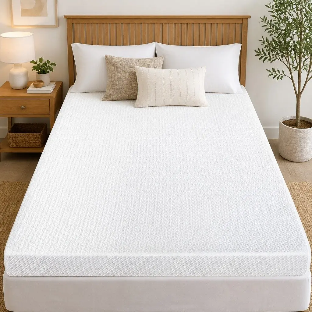 Memory Foam Mattress Topper 10cm Dual-Layer Gel Bamboo Charcoal White