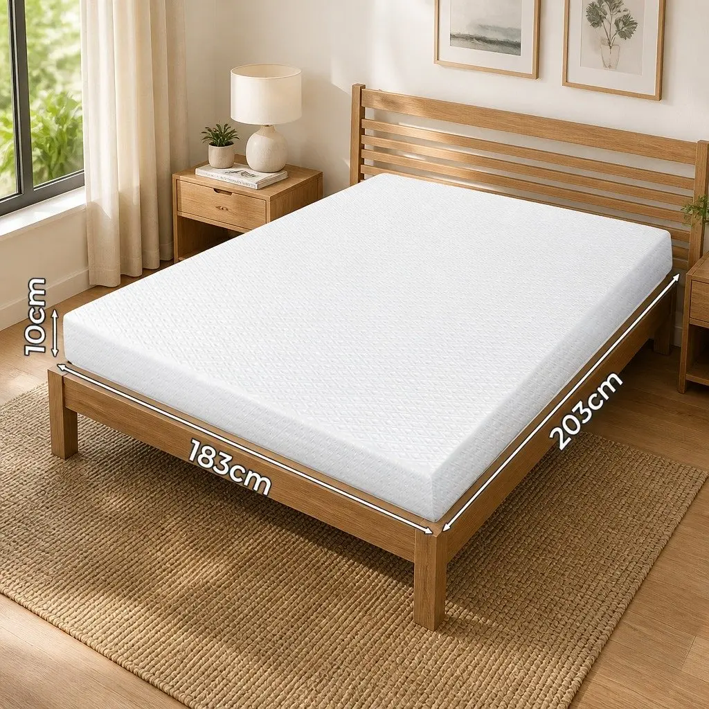 Memory Foam Mattress Topper 10cm Dual-Layer Gel Bamboo Charcoal White