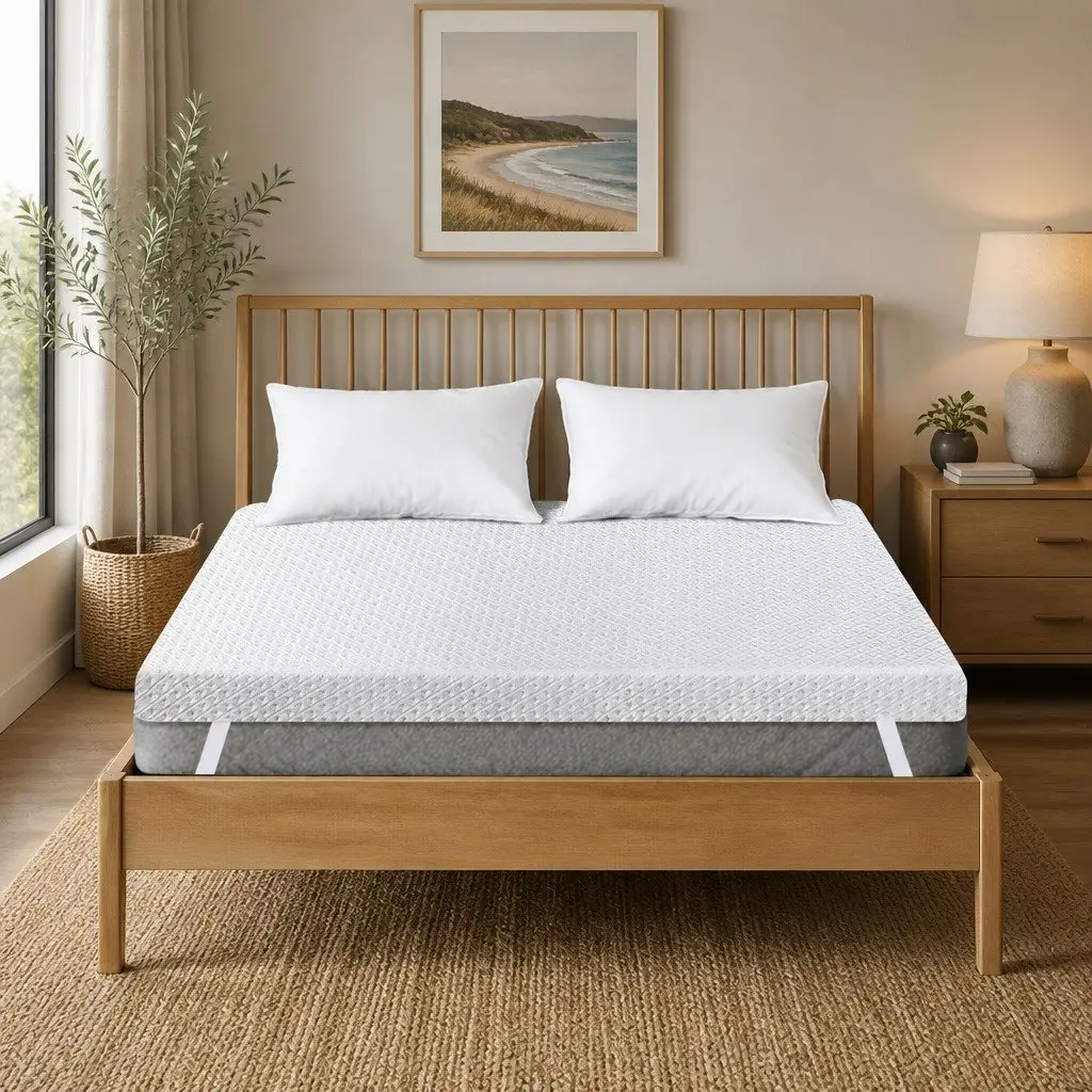 Memory Foam Mattress Topper 10cm Dual-Layer Gel Bamboo Charcoal White