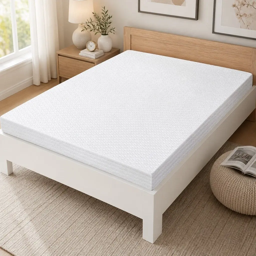 Memory Foam Mattress Topper 10cm Dual-Layer Gel Bamboo Charcoal White