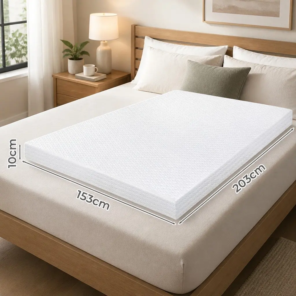 Memory Foam Mattress Topper Dual-Layer Gel Cooling 10cm Bamboo Charcoal Queen