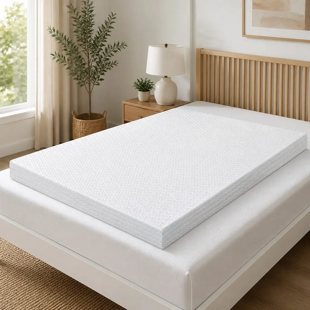 Memory Foam Mattress Topper Cooling Gel Bamboo Charcoal 10cm White