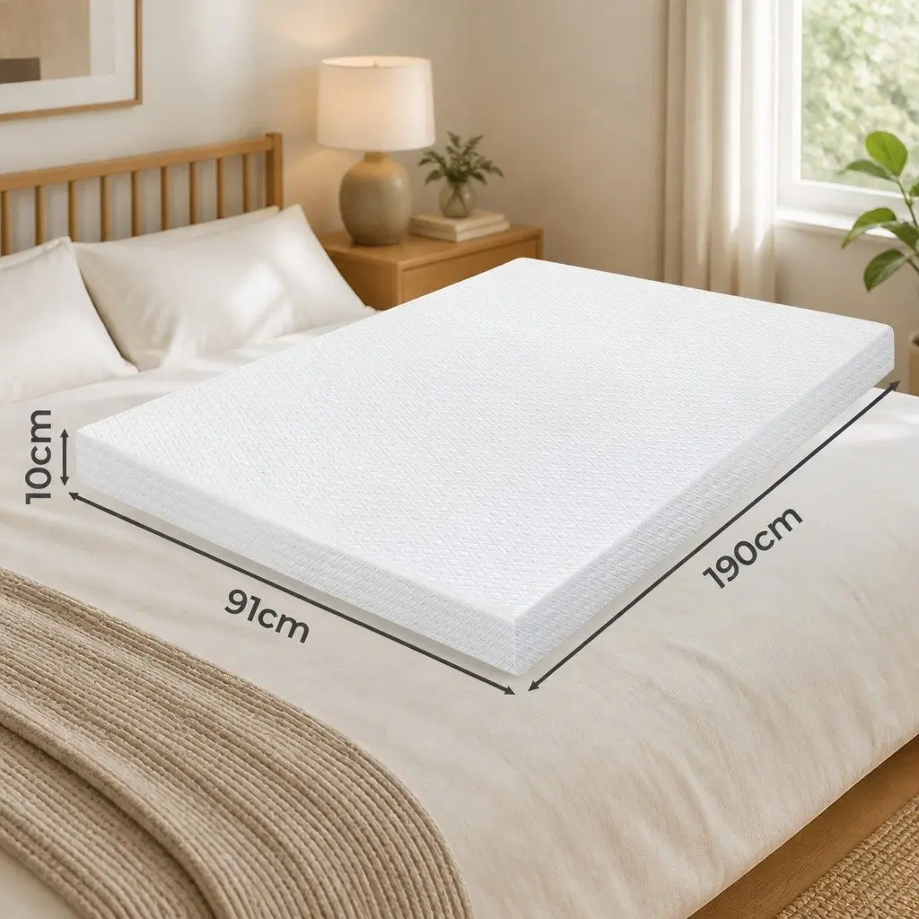 Memory Foam Mattress Topper Cooling Gel Bamboo Charcoal 10cm White