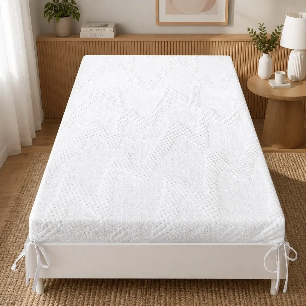 Gel Memory Foam Mattress Topper Travel Bed Roll Portable 75cm x 170cm White