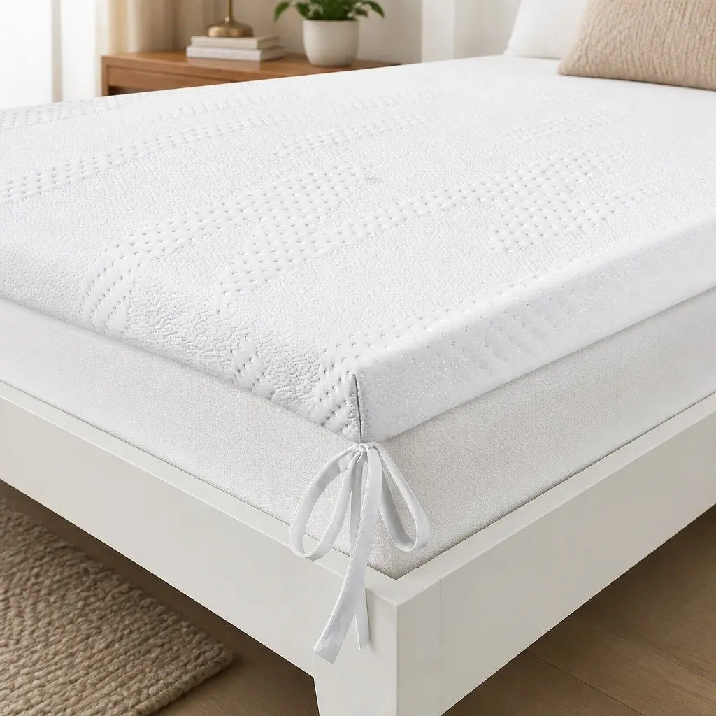 Gel Memory Foam Mattress Topper Travel Bed Roll Portable 75cm x 170cm White