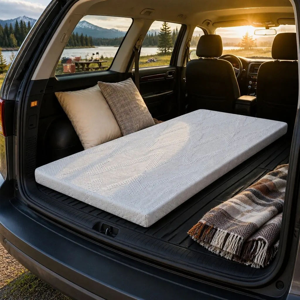 Gel Memory Foam Mattress Topper Travel Bed Roll Portable 75cm x 170cm White