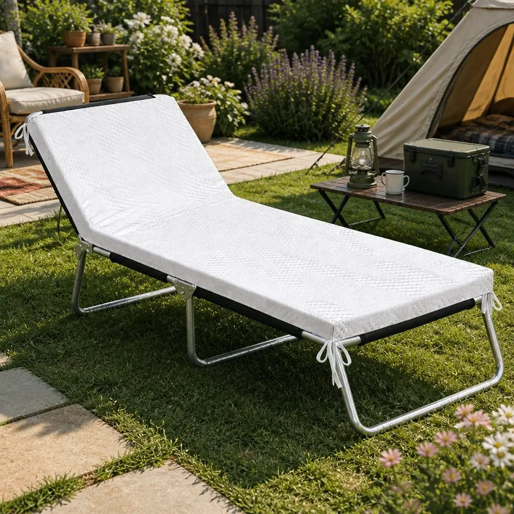 Gel Memory Foam Mattress Topper Travel Bed Roll Portable 75cm x 170cm White