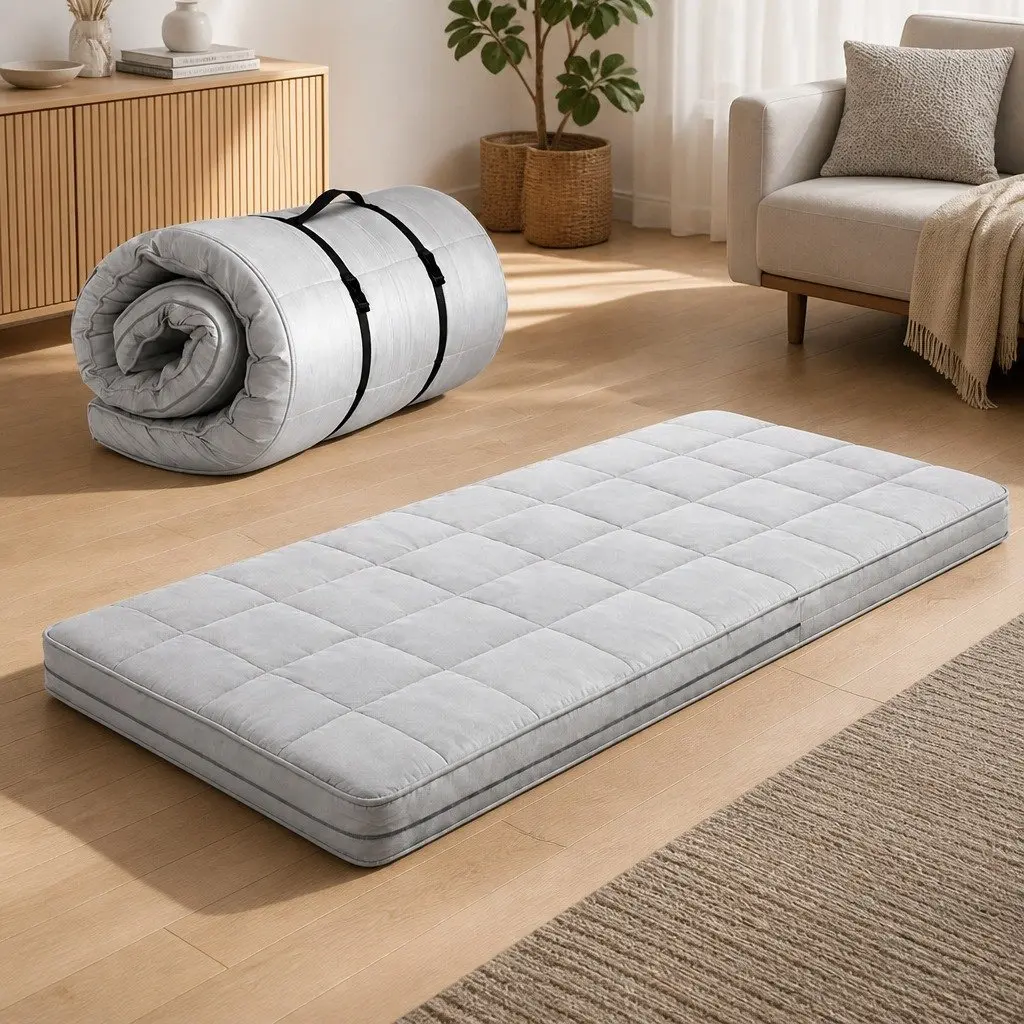 Single Floor Mattress Portable Foldable Sleeping Pad 190cm x 75cm Grey