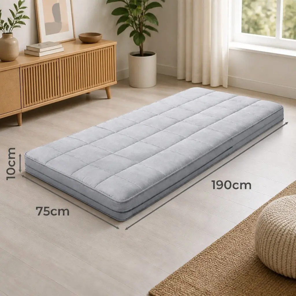 Single Floor Mattress Portable Foldable Sleeping Pad 190cm x 75cm Grey
