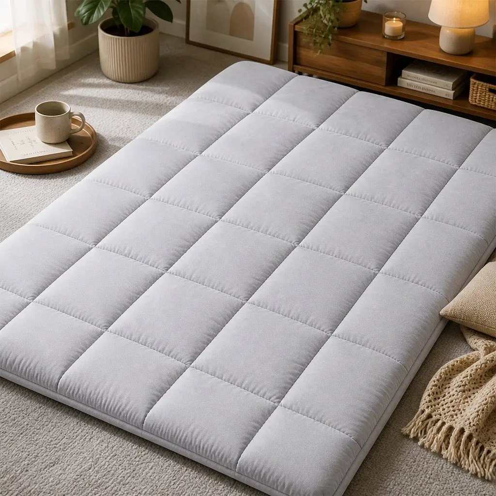 Single Floor Mattress Portable Foldable Sleeping Pad 190cm x 75cm Grey