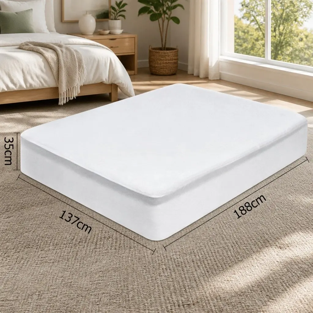 Mattress Protector Double Size Water Resistant White Bamboo Fabric