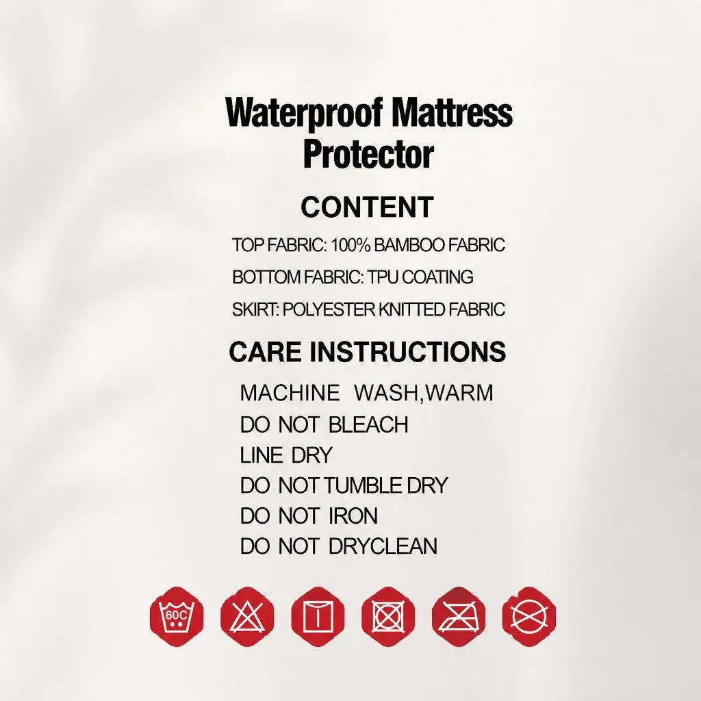 Mattress Protector Double Size Water Resistant White Bamboo Fabric