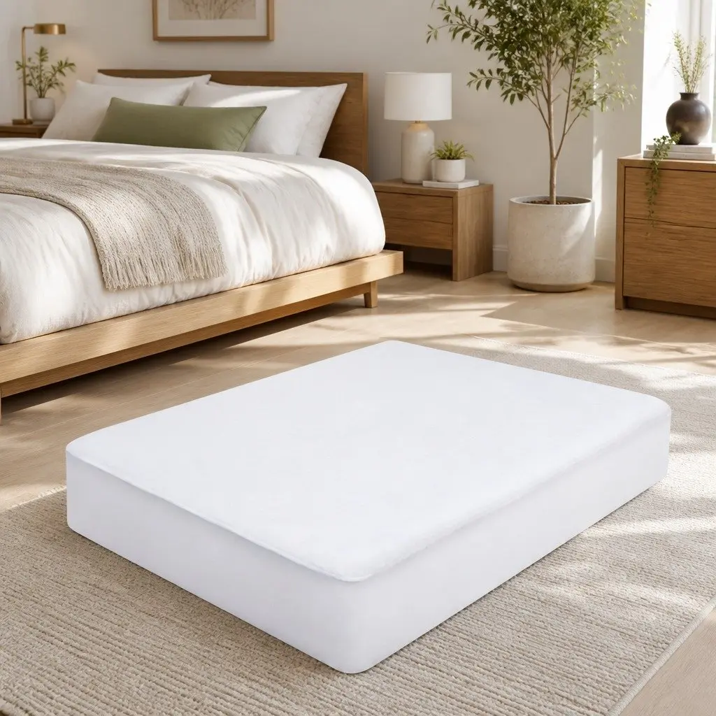 Mattress Protector Waterproof King Size Bamboo Fabric Dust Mite Bacteria White