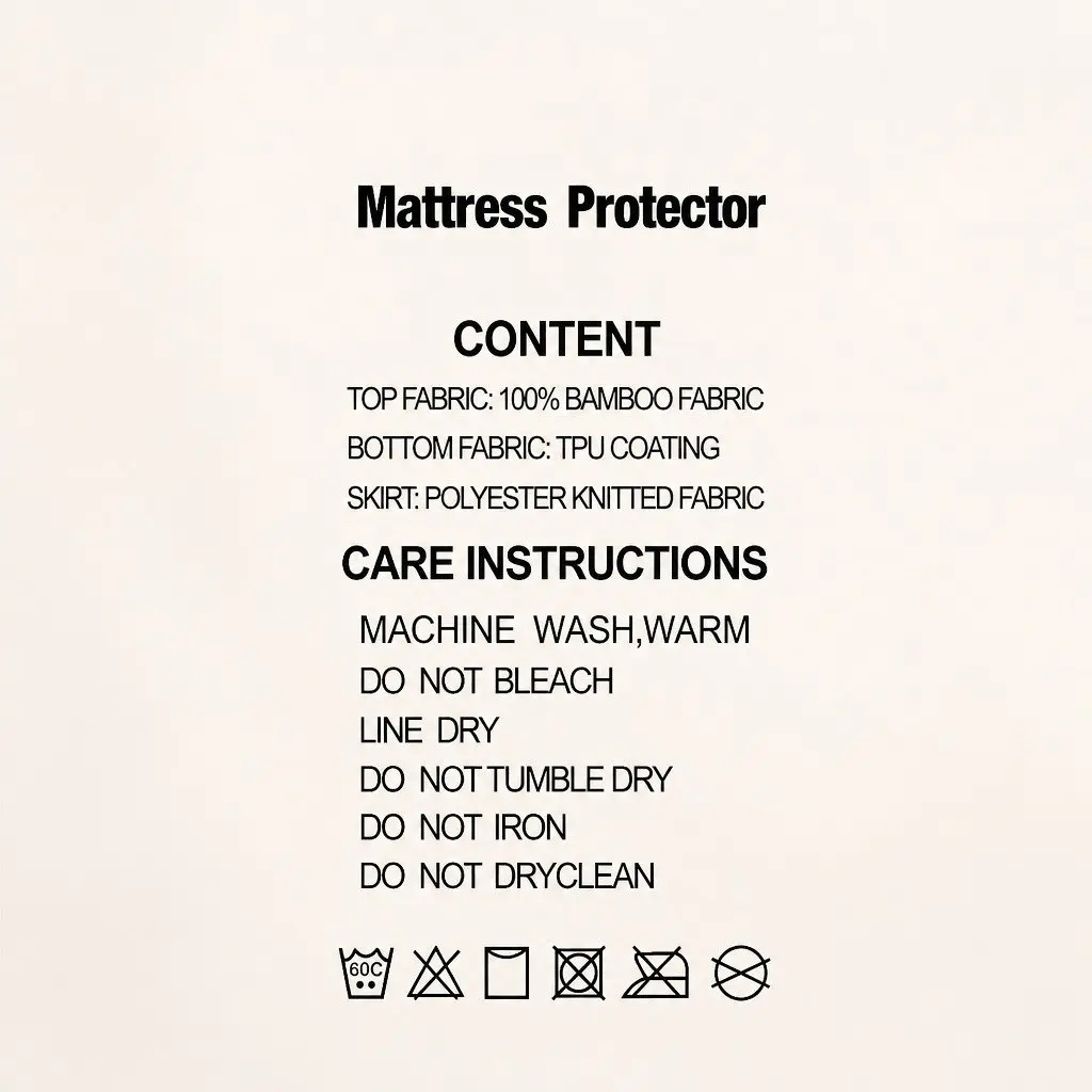 Queen Mattress Protector Bamboo Fabric Water-Resistant Dust Mite Bacteria Guard 203 x 152 x 35cm