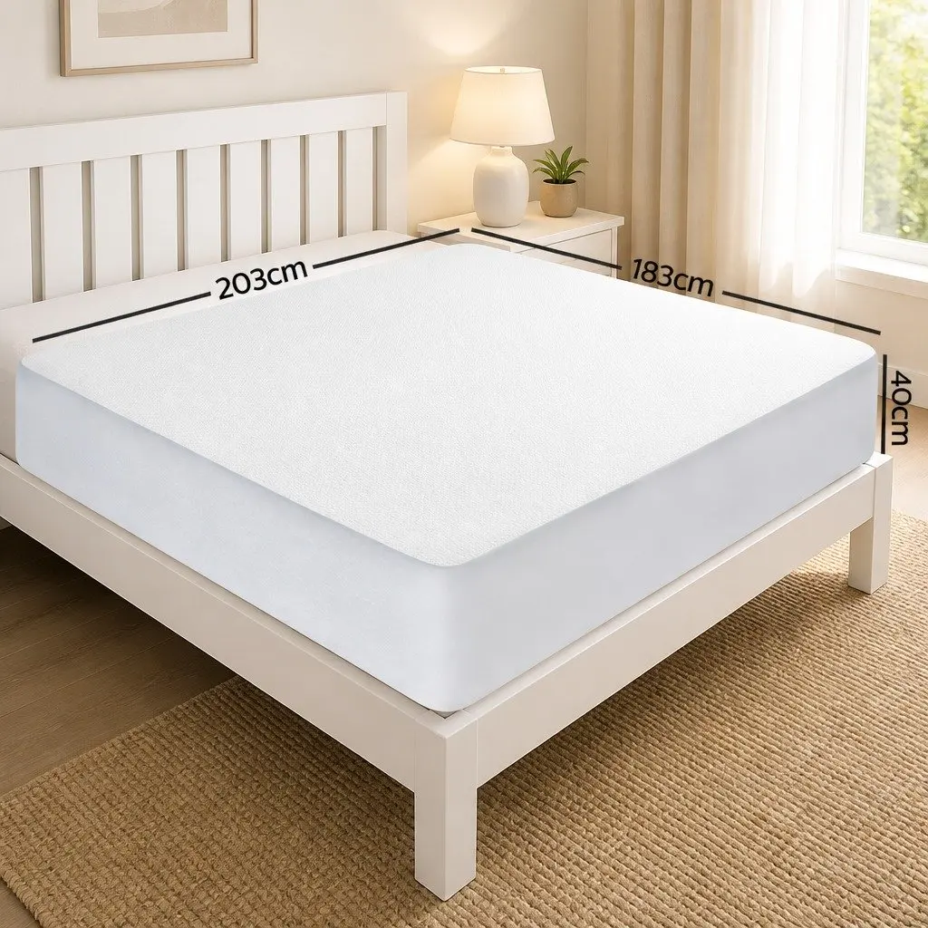 Mattress Protector Bamboo King Waterproof Fitted Dust Mite Bacteria Resistant White