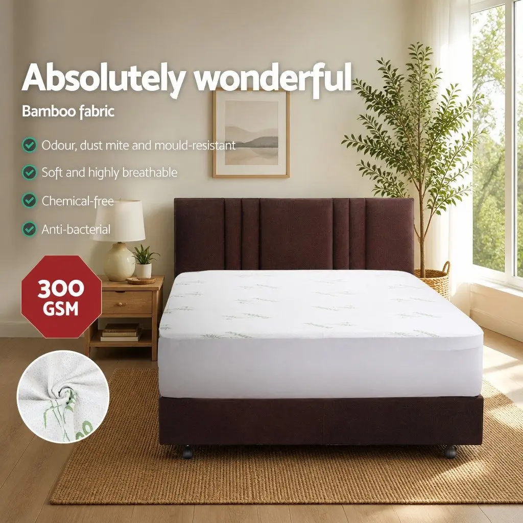 Mattress Protector Bamboo King Waterproof Fitted Dust Mite Bacteria Resistant White