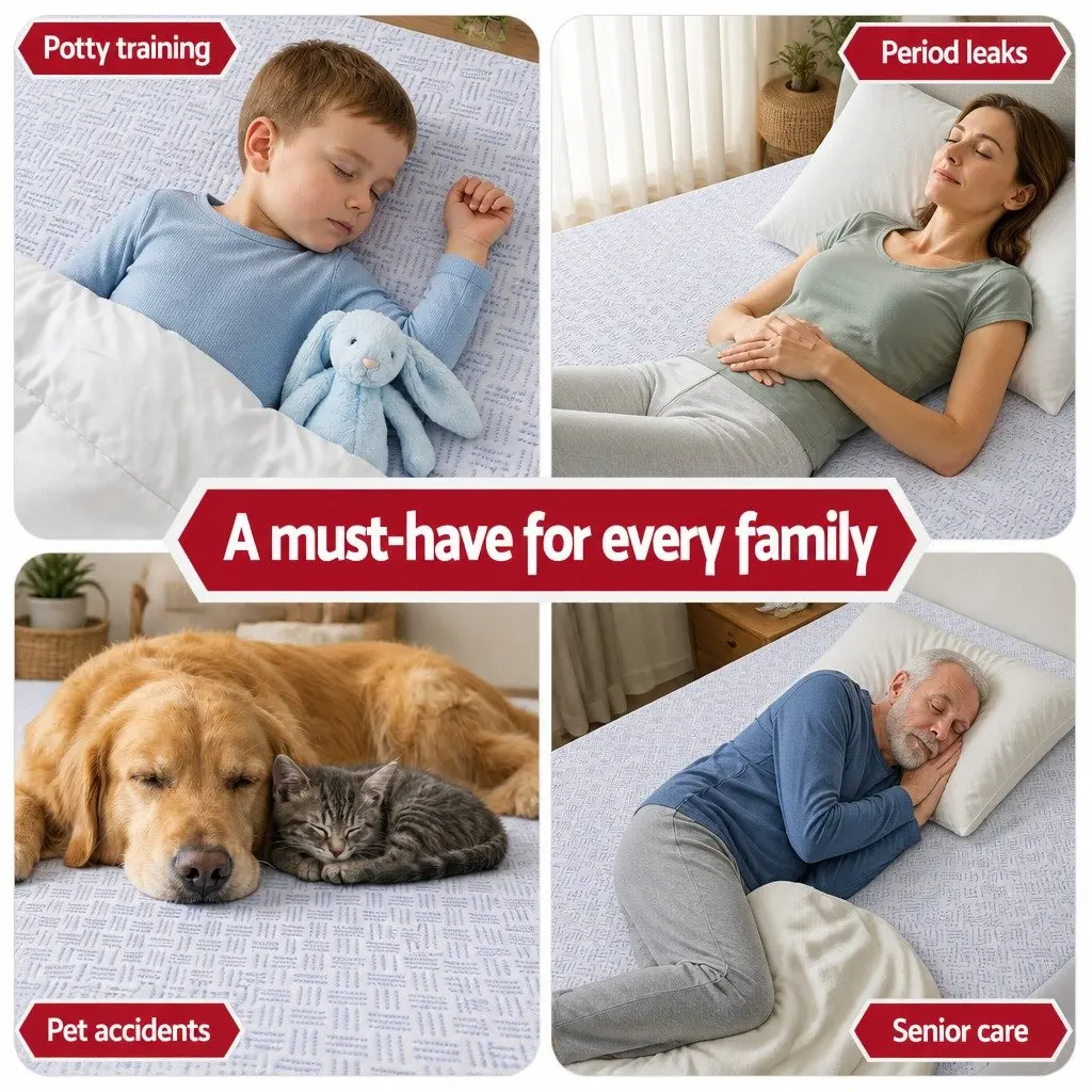 Cooling Mattress Protector Waterproof Deep Pocket Fitted Cover Double Size Blue