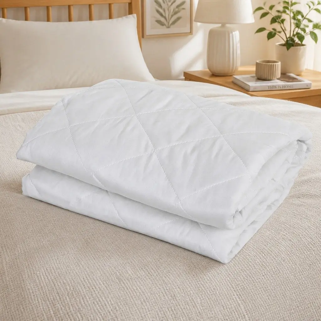 Waterproof Mattress Protector Single Size Cotton Quilted Fitted Sheet White