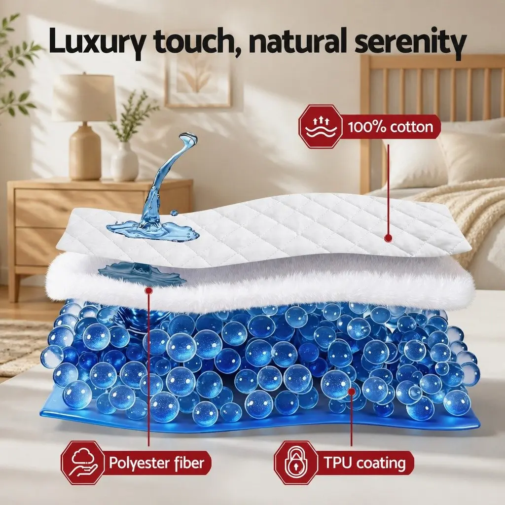 Waterproof Mattress Protector Single Size Cotton Quilted Fitted Sheet White
