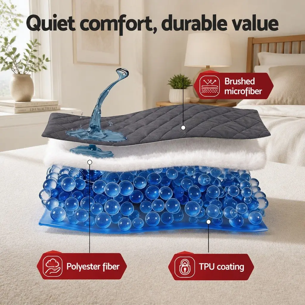 Mattress Protector Microfiber Double Bed Water-Resistant Grey 360° Elastic Fitted
