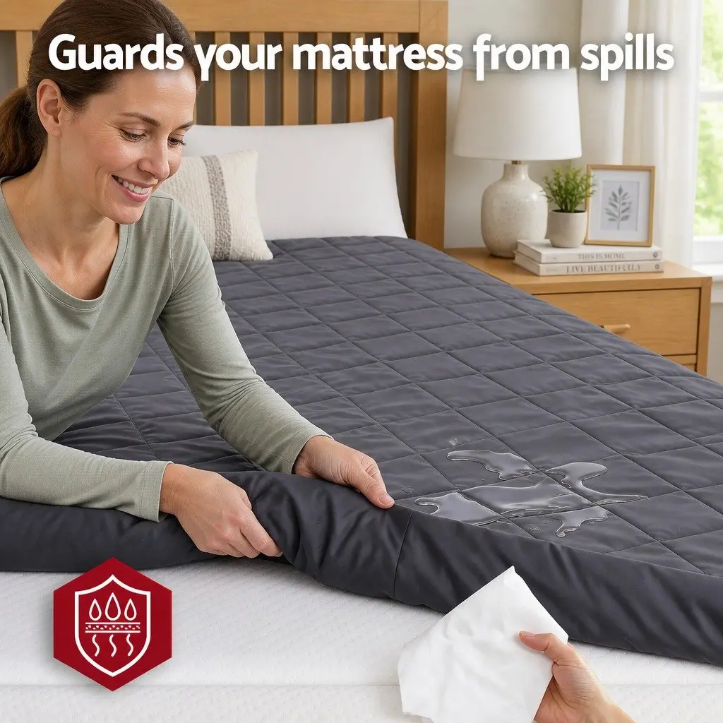 Mattress Protector Microfiber Double Bed Water-Resistant Grey 360° Elastic Fitted