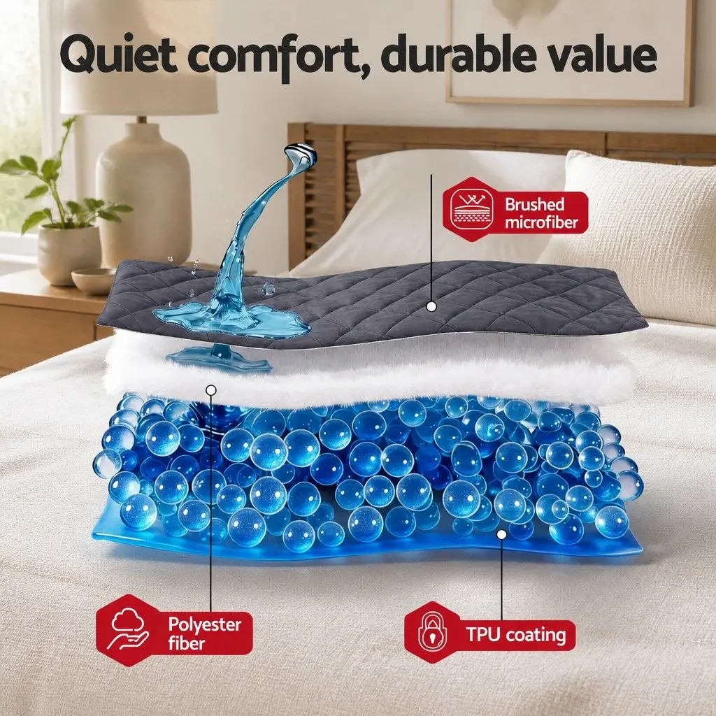 Mattress Protector Water-Resistant Microfiber 360° Fitted Skirt Grey Queen Size