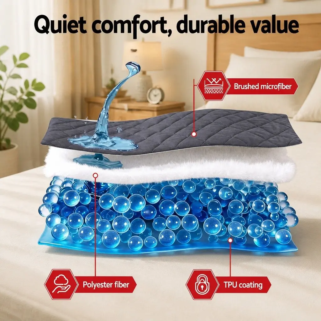 Single Mattress Protector Water-Resistant Deep Pocket 35cm Fitted Elastic Skirt Grey