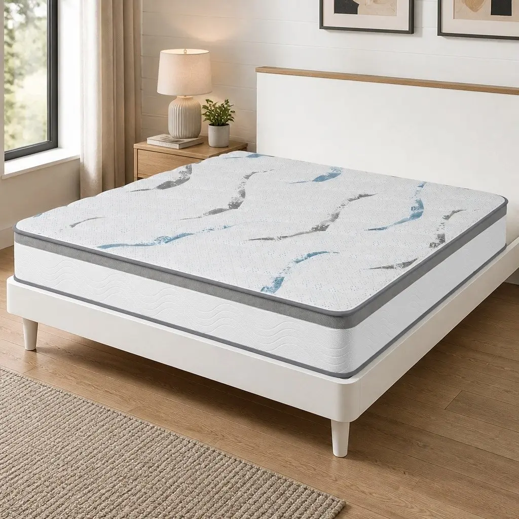 Medium Firm Double Mattress 25cm Thick White Independent Pocket Spring Support