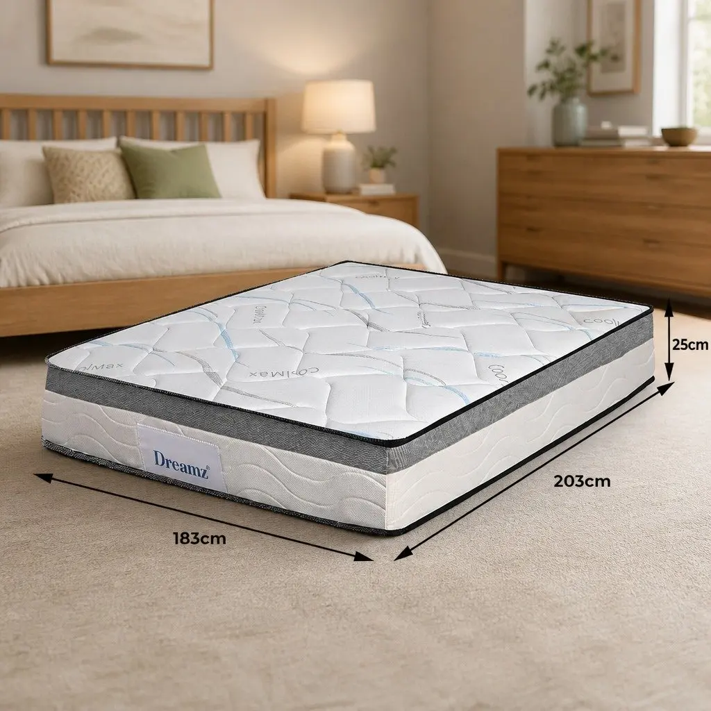 Spring Mattress King Size Pocket Spring Comfort 25cm White