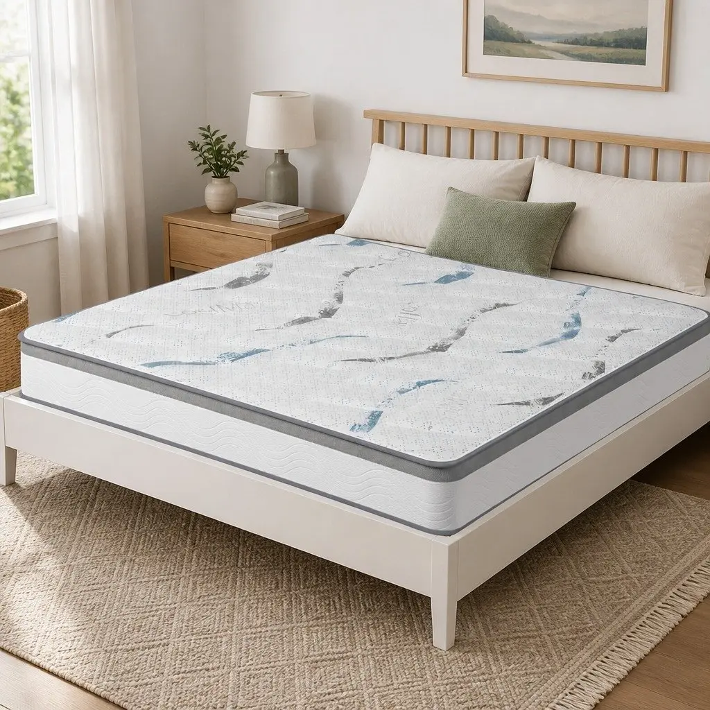 Single Spring Mattress Pocket Coil 25cm Thick Medium Firm Support White