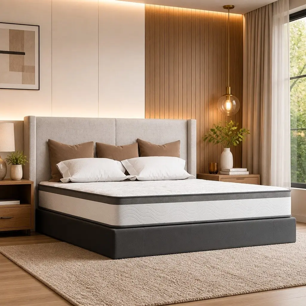 Single Spring Mattress Pocket Coil 25cm Thick Medium Firm Support White