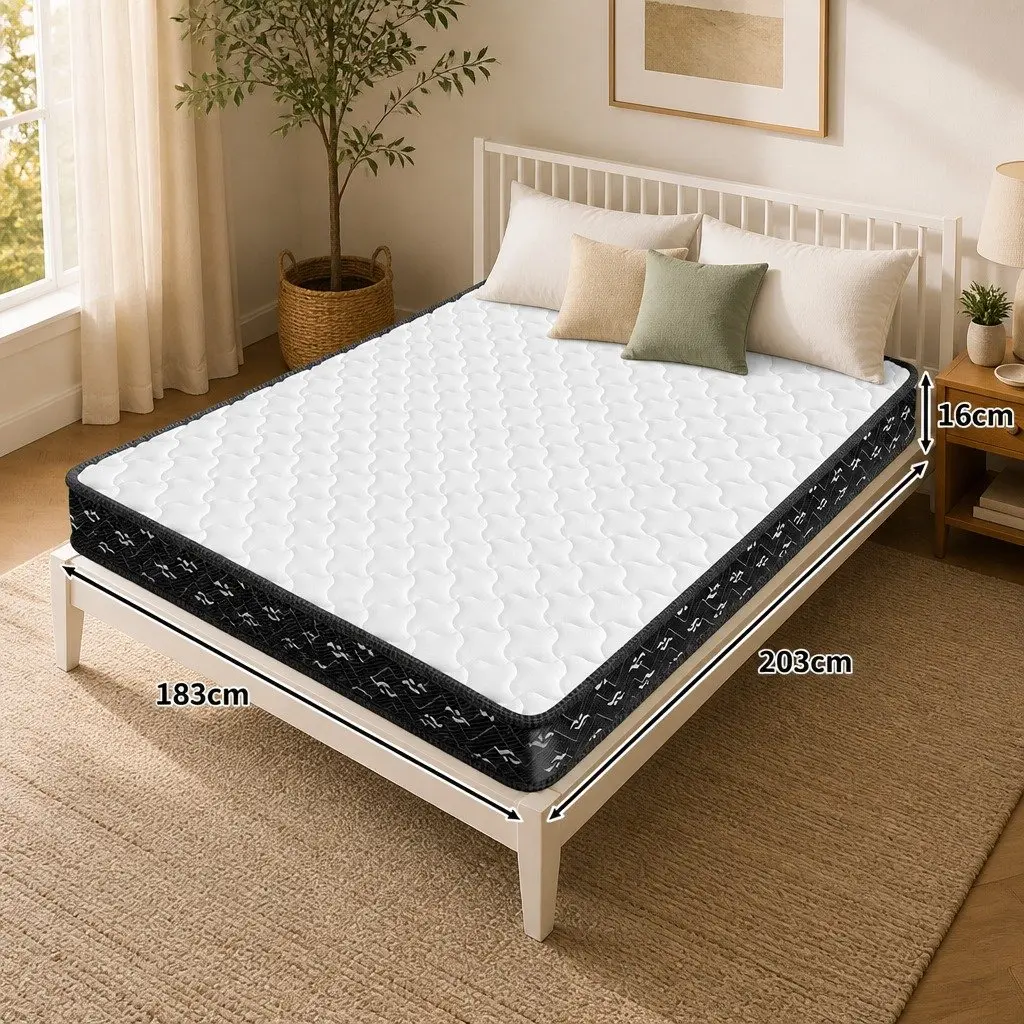 King Spring Mattress 16cm Thick Bonnell Coils Pocket Bed Comfort Sleep Support