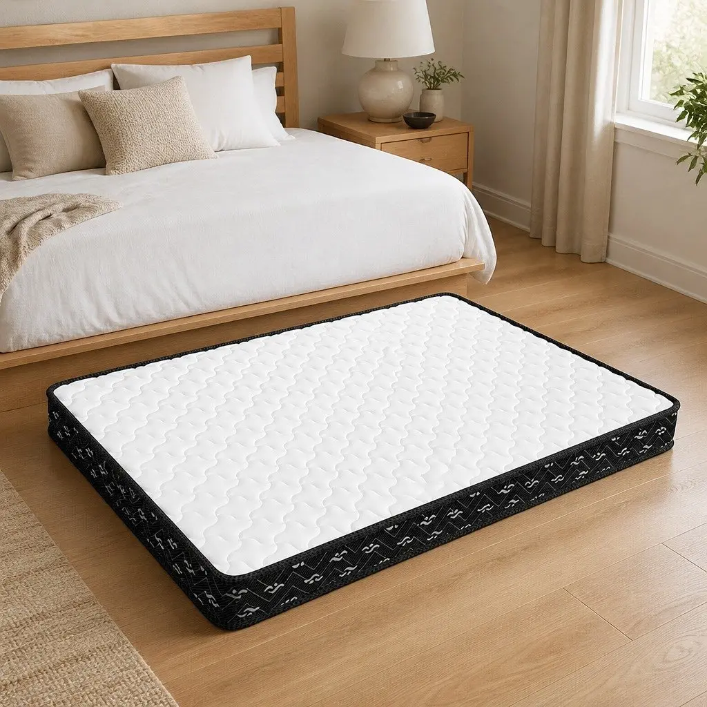Queen Size Spring Mattress Bonnell Core Bed Support 203x153cm White and Black