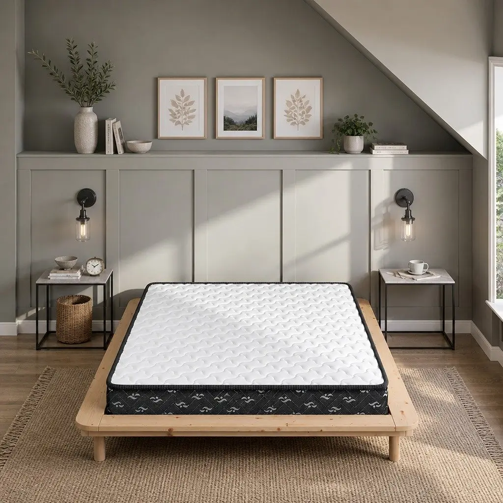 Queen Size Spring Mattress Bonnell Core Bed Support 203x153cm White and Black