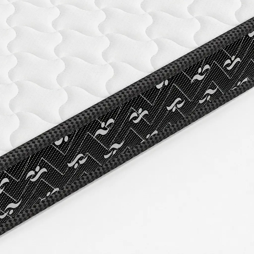 Single Spring Mattress Bonnell Coil 16cm Thick Pocket Tight Support White and Black